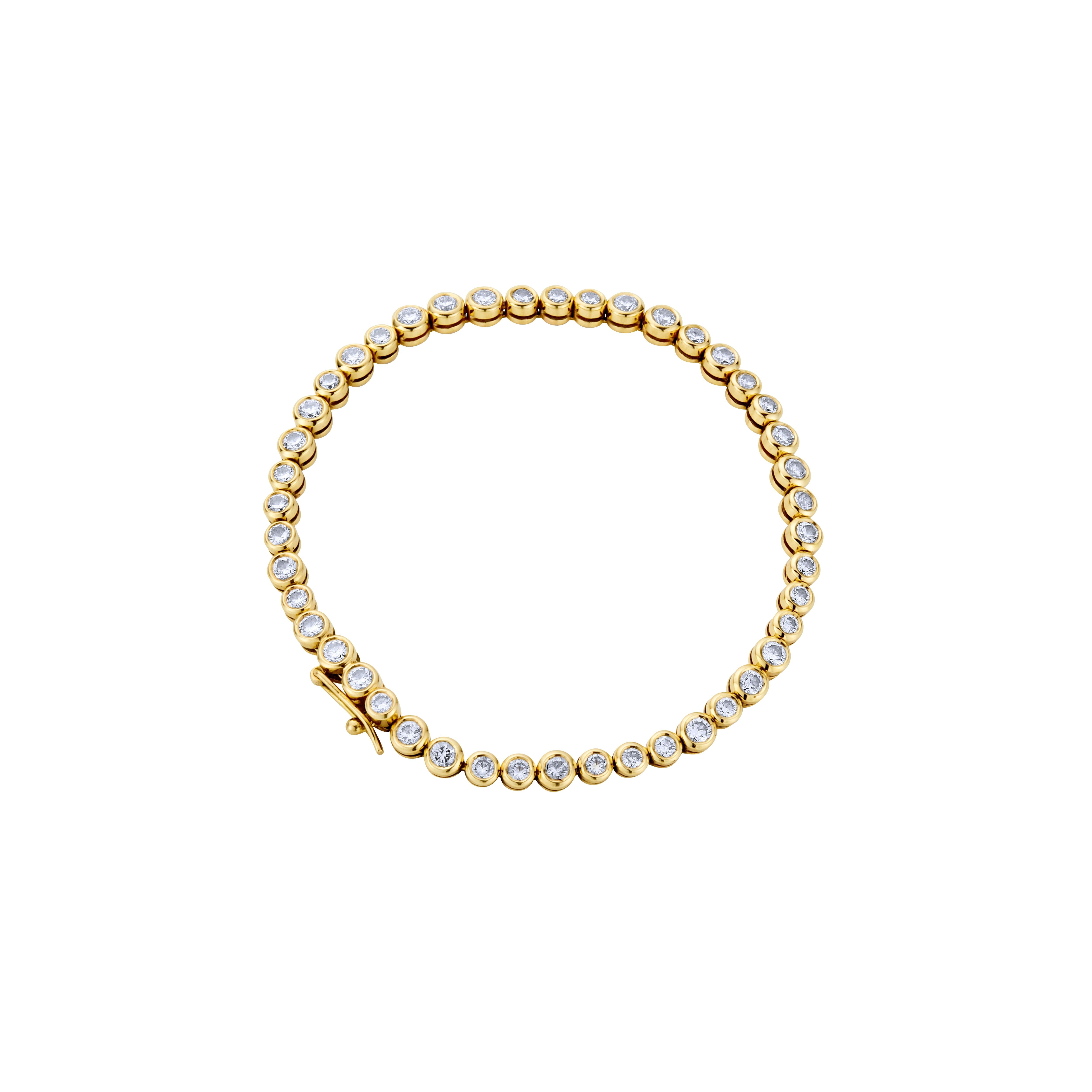 9k Yellow Gold Diamond Cluster Tennis Bracelet - 1.0 ct - TOP JEWELLERY